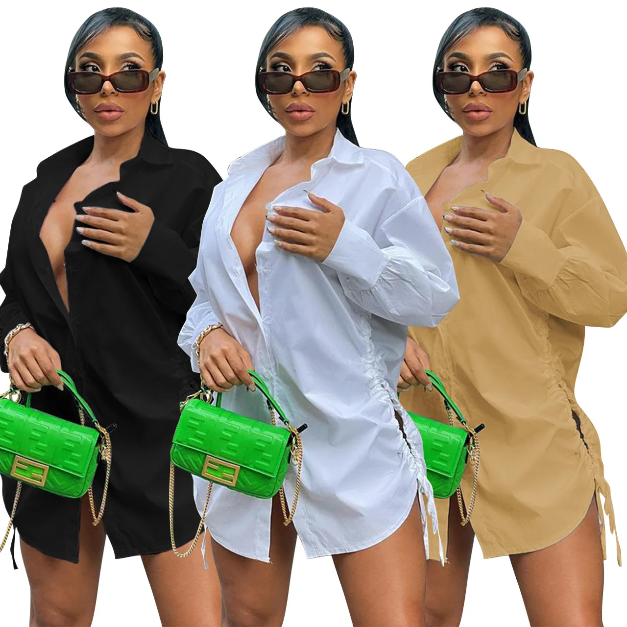 Fall 2021 New Arrivals Casual Dresses Long Sleeve Solid Color Hole Lace up V-neck Midi Shirt Dress Street Wear Women Shirt Dress
Fall 2021 New Arrivals Casual Dresses Long Sleeve Solid Color Hole Lace up V-neck Midi Shirt Dress Street Wear Women Shirt Dress