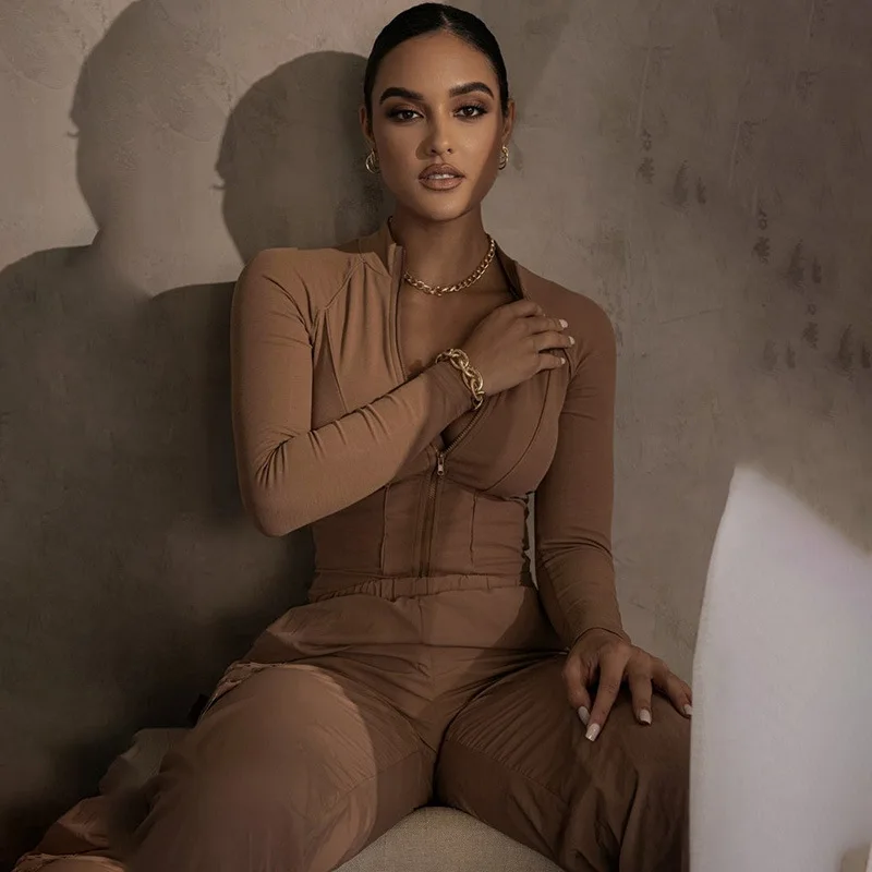 Fashion Boutique Brown Bodysuits Jumpsuits Romper Long Sleeve Zipper V-Neck Fall Winter Women Clothing 2021 OEM, Picture
Fashion Boutique Brown Bodysuits Jumpsuits Romper Long Sleeve Zipper V-Neck Fall Winter Women Clothing 2021 OEM, Picture