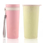 BPA Free Reusable Coffee Cup Wheat Straw Fiber Double wall Insulated Tea cup with Lid Non-Toxic Travel Mug for Home