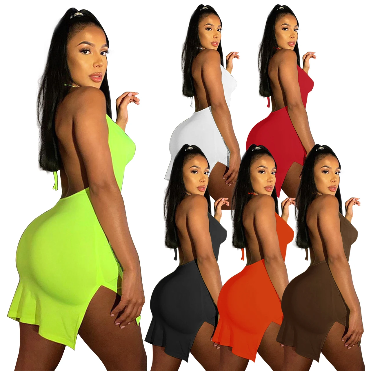 2021 Summer Ladies Sexy Club Dress Fashion V-neck Halter Backless Split Fork Slim Fit Dress MS875
2021 Summer Ladies Sexy Club Dress Fashion V-neck Halter Backless Split Fork Slim Fit Dress MS875