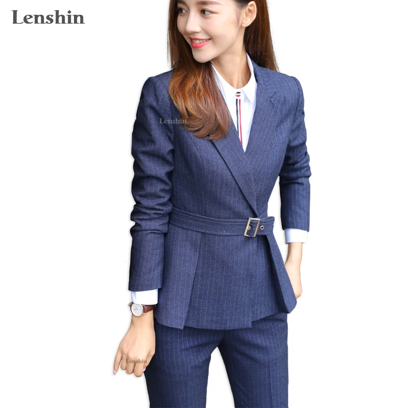 Lenshin 2 Pieces Set High-quality Soft and Comfortable Striped Pant Suit Office Lady Formal Business Design Women Work Wear, Black, dark blue
Lenshin 2 Pieces Set High-quality Soft and Comfortable Striped Pant Suit Office Lady Formal Business Design Women Work Wear, Black, dark blue