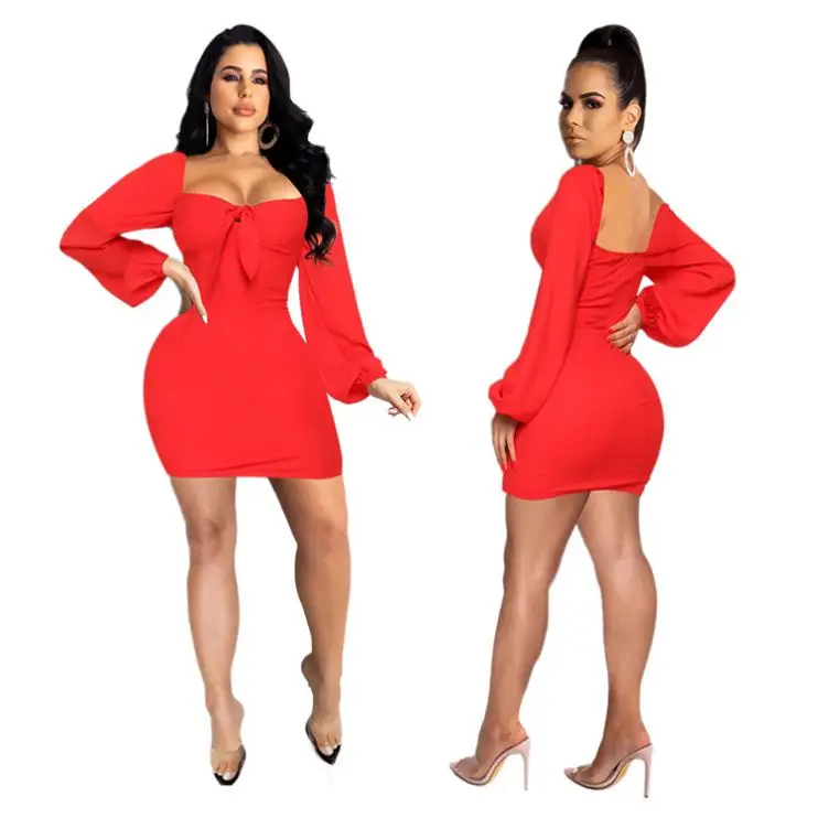 1119M596 new arrival square neck long sleeve red mini short dress Clothing Dresses Women
1119M596 new arrival square neck long sleeve red mini short dress Clothing Dresses Women