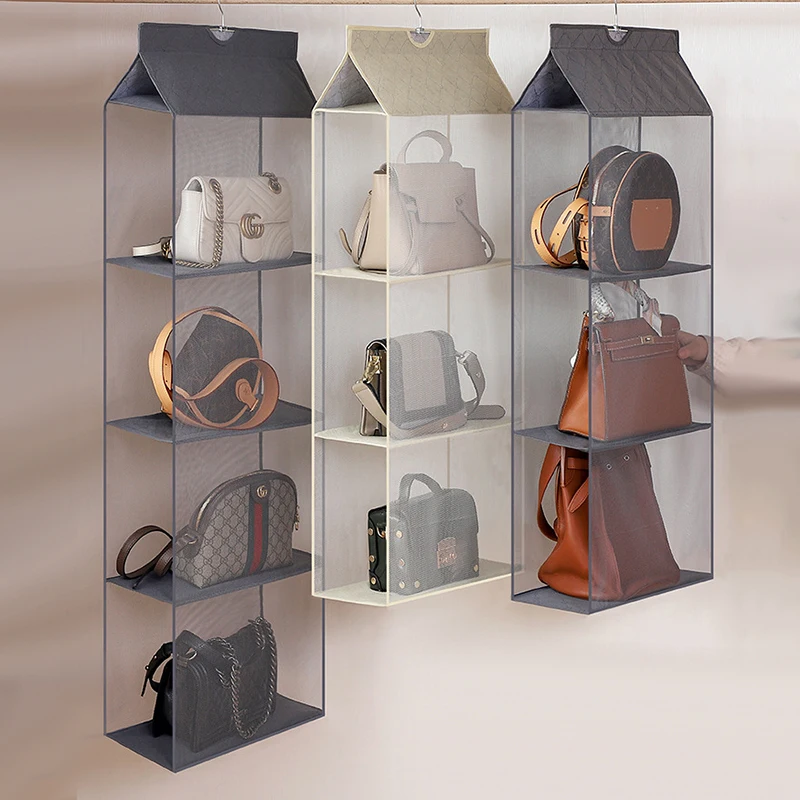 Large Capacity Storage Bag Hand Bag 2 Pocket Hanging Handbag Organizer For Wardrobe Closet Transparent Storage Bag, Gray, beige
Large Capacity Storage Bag Hand Bag 2 Pocket Hanging Handbag Organizer For Wardrobe Closet Transparent Storage Bag, Gray, beige