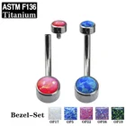 2019 The Latest Design ASTM F136 Titanium Internally Threaded Double Bezel Set Opal Stone Belly Button Ring