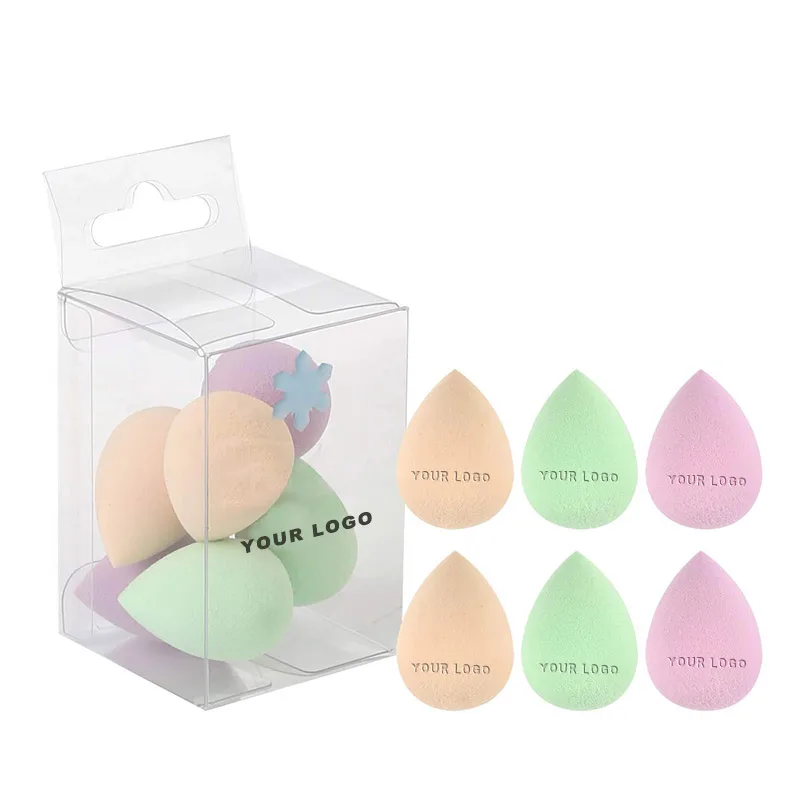 

Custom Printed Makeup Sponge Beauty Sponge Blender with Box Non Latex Pink Soft Black Bag Green Red Eye Customized Packing Tea, Customized color