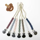 BPA free silicone beads custom metal dummy clips baby teether pacifier metal clip chains, clip for pacifier baby