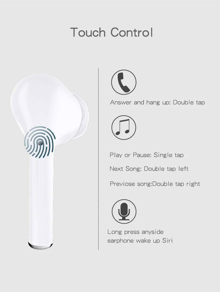 i12 tws boat earhook true wireless earbuds headphone v5.0 earphone mini headset i12 touch black - ANKUX.COM