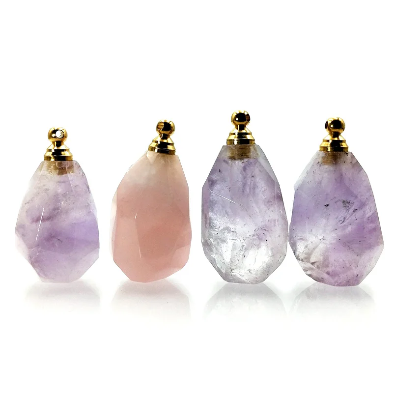 Wholesale natural rose quartz clear crystal gemstone luxury essential oil perfume bottle pendant diffuser for necklace, Multi
Wholesale natural rose quartz clear crystal gemstone luxury essential oil perfume bottle pendant diffuser for necklace, Multi