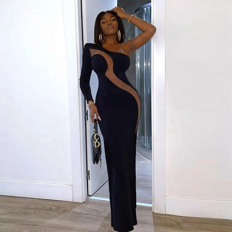 Drop shipping 2021 New Design High Quality Patchwork Black Sexy Evening Dress For Women One Sleeve Great Fit Elegant Maxi Dress, Picture
Drop shipping 2021 New Design High Quality Patchwork Black Sexy Evening Dress For Women One Sleeve Great Fit Elegant Maxi Dress, Picture