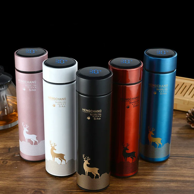 500ml Creative Elk Thermos Vacuum Flask With Temperature Display Lid 304 Stainless Steel Smart Business Custom Gift Water Bottle
500ml Creative Elk Thermos Vacuum Flask With Temperature Display Lid 304 Stainless Steel Smart Business Custom Gift Water Bottle