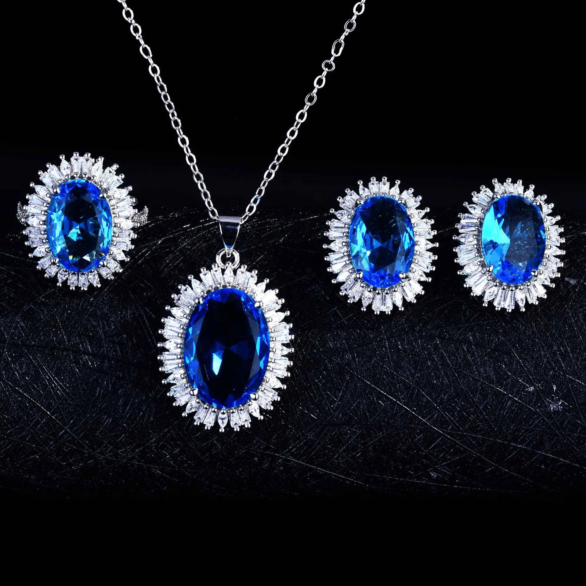 Classic Pendants/Necklaces/Earrings/Rings Jewelry Sets Stud Earrings Oval-Shape Blue Jewelry Set For Women, Customized color
Classic Pendants/Necklaces/Earrings/Rings Jewelry Sets Stud Earrings Oval-Shape Blue Jewelry Set For Women, Customized color