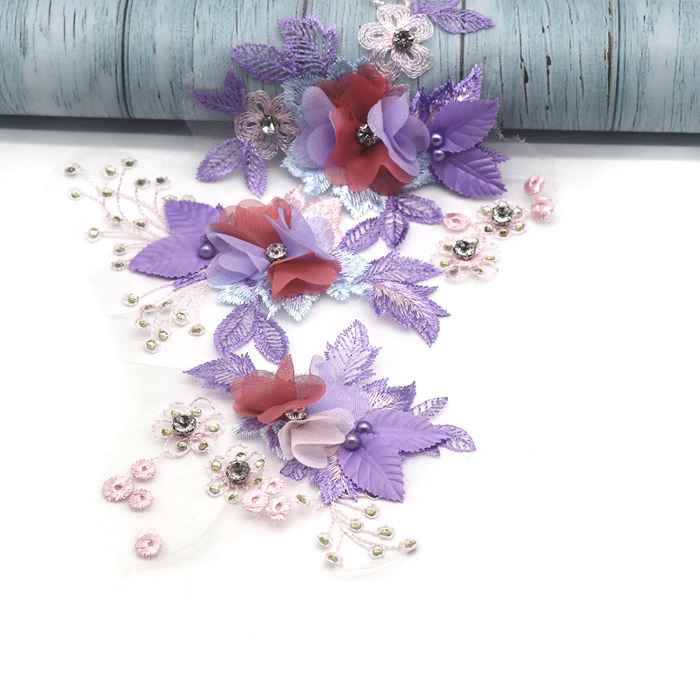 Purple No Adhesive 3D Chiffon Cluster Flowers Wedding Dress Decoration Lace Patch Applique For Clothing Accessories, Custom color
Purple No Adhesive 3D Chiffon Cluster Flowers Wedding Dress Decoration Lace Patch Applique For Clothing Accessories, Custom color