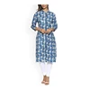Manufacturer Women Blue Printed Straight traditional beautiful short Kurta designs for women punjabi girls in suit