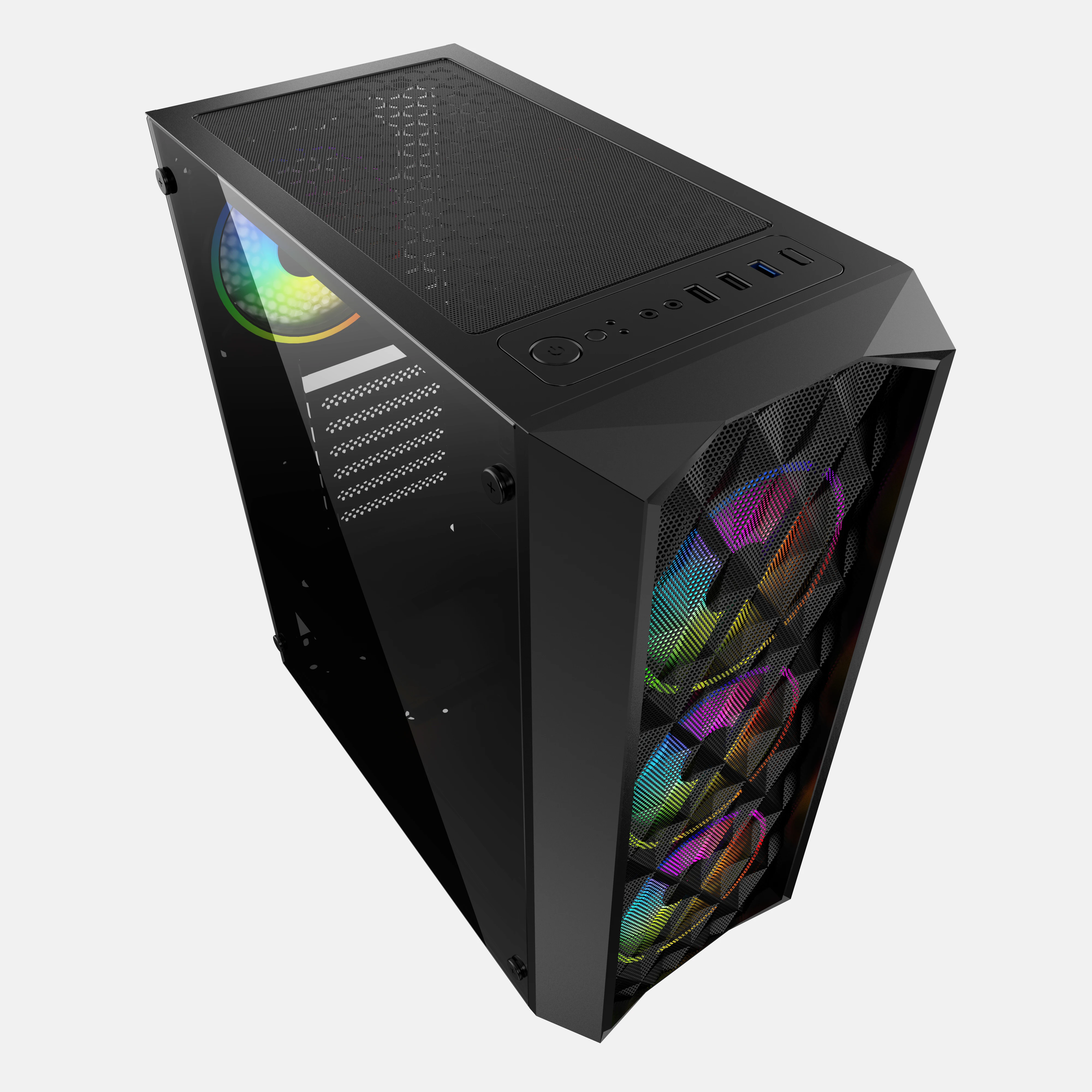 2021 Tempered Glass Gaming Case ATX CPU Gamer Computer PC Horizontal With Rainbow Fan Bumpt Meah PC Case
2021 Tempered Glass Gaming Case ATX CPU Gamer Computer PC Horizontal With Rainbow Fan Bumpt Meah PC Case