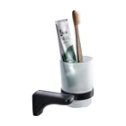 Wall Mount Black Single Tumbler Holder Bathroom Toothbrush Cup Holder