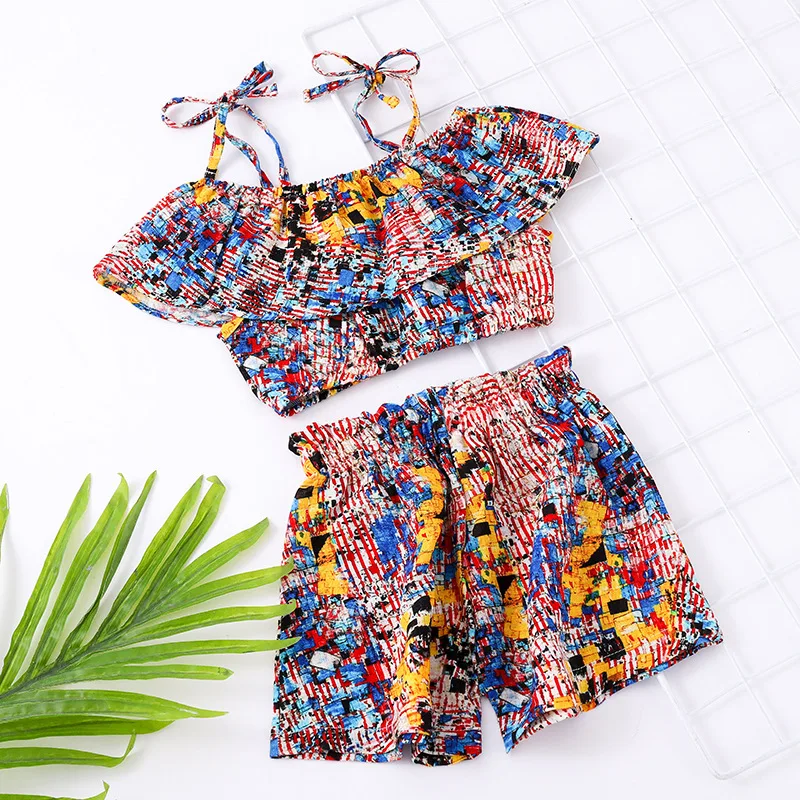 rts ins AliExpress new summer girls linen print sling top + shorts two-piece girl clothing suit
rts ins AliExpress new summer girls linen print sling top + shorts two-piece girl clothing suit