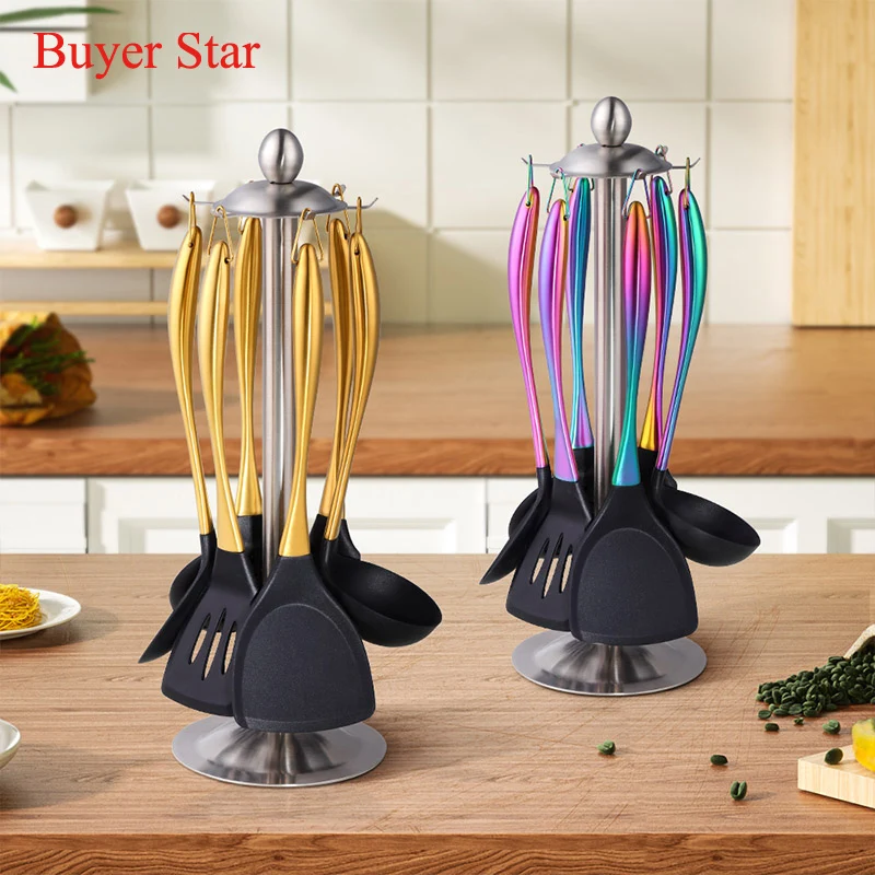 Buyer Star High Quality 6 Pcs Silicone Kitchen Utensils With Stainless Steel Handle And Holder Kitchen Tools, Customized color
Buyer Star High Quality 6 Pcs Silicone Kitchen Utensils With Stainless Steel Handle And Holder Kitchen Tools, Customized color