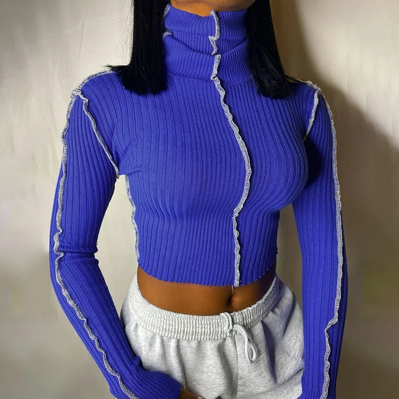 Youbor trend 2021 clothing wholesale solid long sleeve crop tops turtleneck crop top sexy, Blue
Youbor trend 2021 clothing wholesale solid long sleeve crop tops turtleneck crop top sexy, Blue