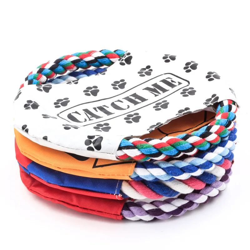 Wholesale Soft Dog Frisbee Pet Bite Resistant toy Cute Dog Pet Frying Disc Training Toys cotton string Chewable frisbee for dogs
Wholesale Soft Dog Frisbee Pet Bite Resistant toy Cute Dog Pet Frying Disc Training Toys cotton string Chewable frisbee for dogs