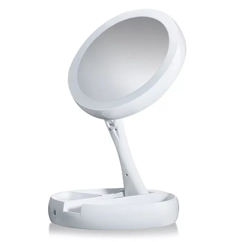Amazon best sale dual sides 1/10 magnifying LED Custom Logo ABS Folding make up Mirror, White
Amazon best sale dual sides 1/10 magnifying LED Custom Logo ABS Folding make up Mirror, White
