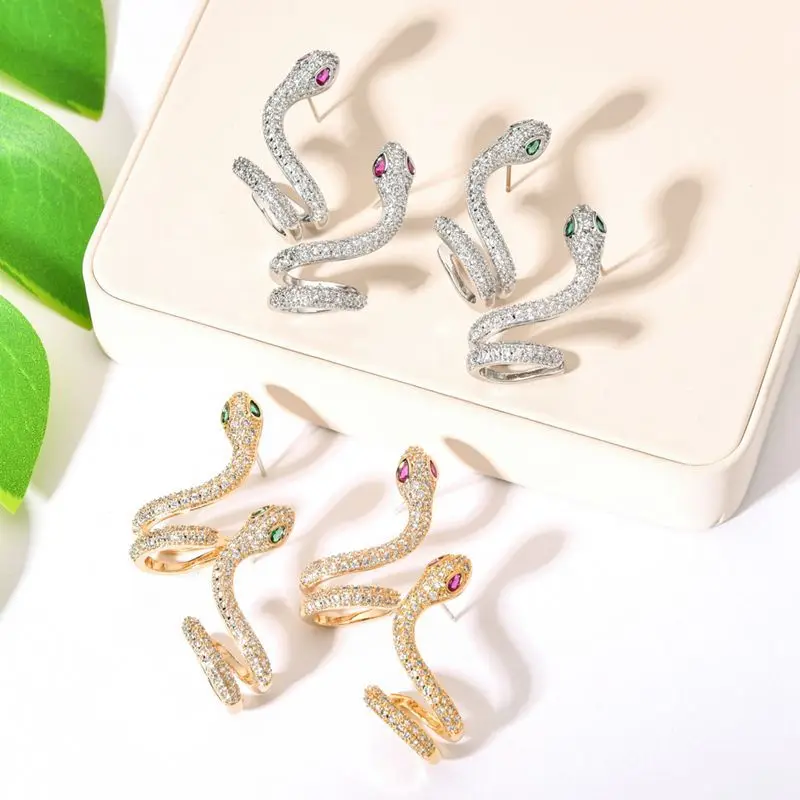 Wholesale Women Jewelry Vintage Earring Shiny Gold Plated Copper Paved Full Zircon Snake Ear Clip Earring
Wholesale Women Jewelry Vintage Earring Shiny Gold Plated Copper Paved Full Zircon Snake Ear Clip Earring