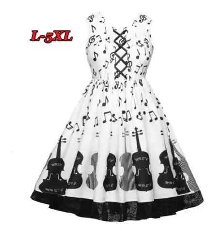 Women Plus Size Dress Elegent A-Line Party Dress Sleeveless V-Neck Bandage Guitar&Note Print Vintage Vestidos Femme, Pictures
Women Plus Size Dress Elegent A-Line Party Dress Sleeveless V-Neck Bandage Guitar&Note Print Vintage Vestidos Femme, Pictures