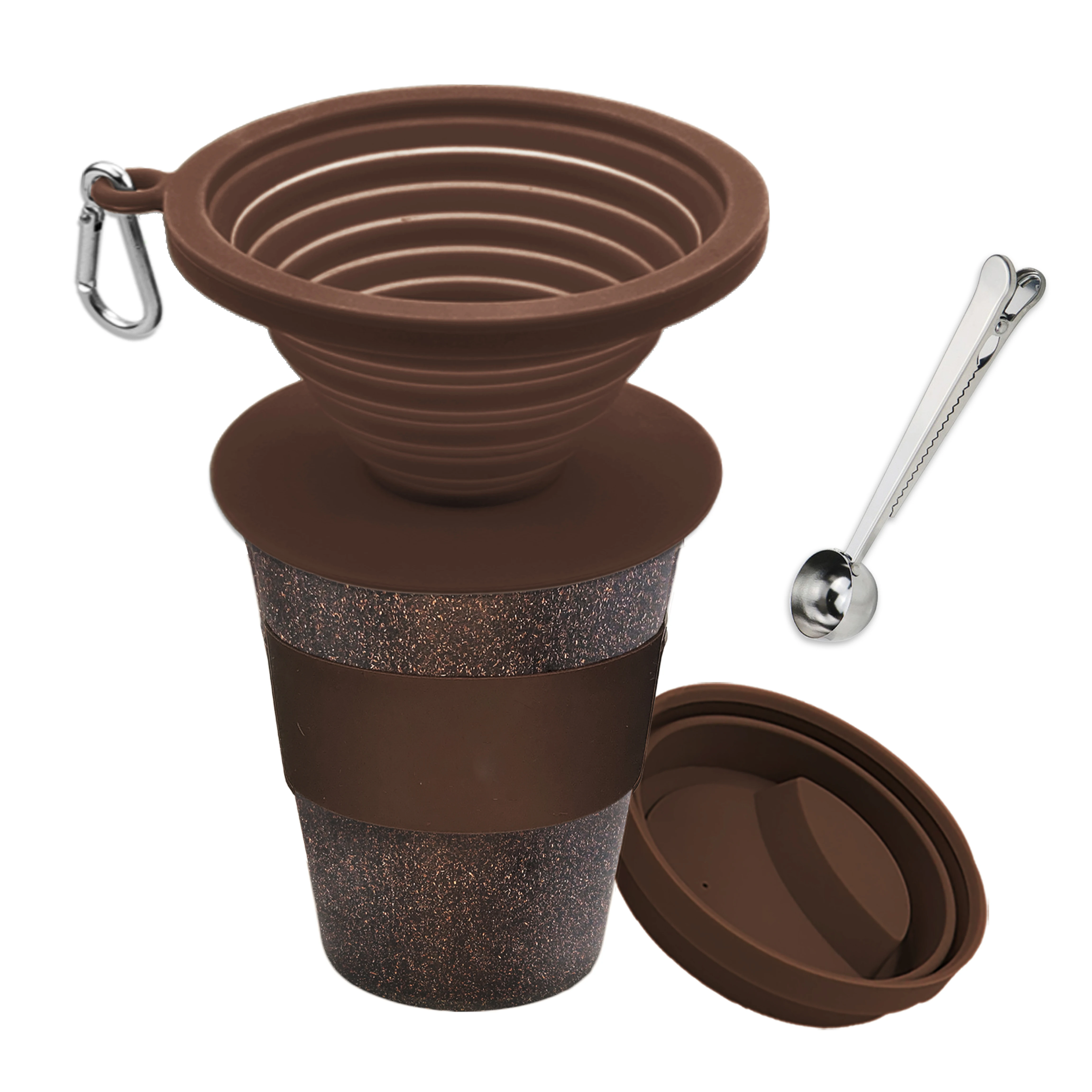 Pour Over Coffee Maker Set with Paperless Collapsible Silicone Coffee Dripper Filter with Insulated Coffee grounds mug
Pour Over Coffee Maker Set with Paperless Collapsible Silicone Coffee Dripper Filter with Insulated Coffee grounds mug