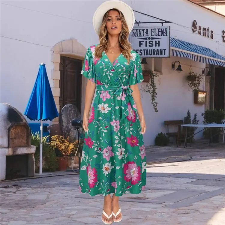 OLIVE Fashionable Robe Femme V Neck Short Sleeve Printed Summer Woman Casual Dress 2021 Women Dresses 
OLIVE Fashionable Robe Femme V Neck Short Sleeve Printed Summer Woman Casual Dress 2021 Women Dresses