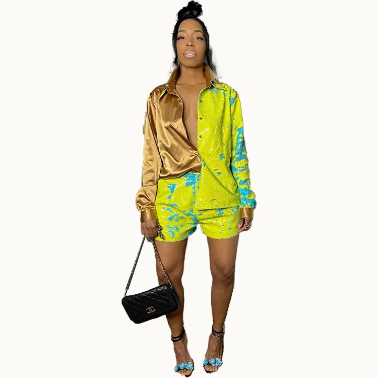 New 2021 Color Splicing Fashion Woman Club Wear 2 Piece Outfits Womens Plus Size Comfy Casual Two Piece Shorts Set, 2 colors
New 2021 Color Splicing Fashion Woman Club Wear 2 Piece Outfits Womens Plus Size Comfy Casual Two Piece Shorts Set, 2 colors