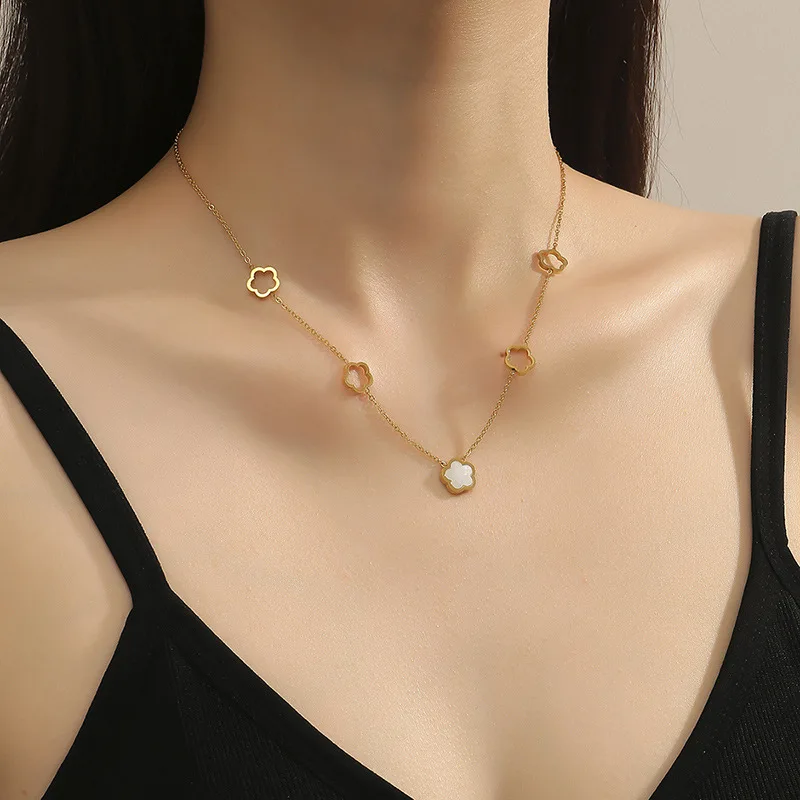 Cute Girls Gold Plated Party Simple Titanium Steel Shell Hollow Flower Necklace Women
Cute Girls Gold Plated Party Simple Titanium Steel Shell Hollow Flower Necklace Women