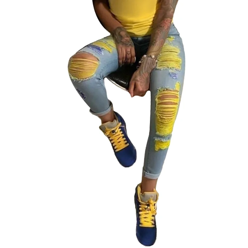 2022 Hot Sexy Hollow Out Ripped Jeans For Women Denim Pencil Pants High Waist Stretch Skinny Jeans
2022 Hot Sexy Hollow Out Ripped Jeans For Women Denim Pencil Pants High Waist Stretch Skinny Jeans