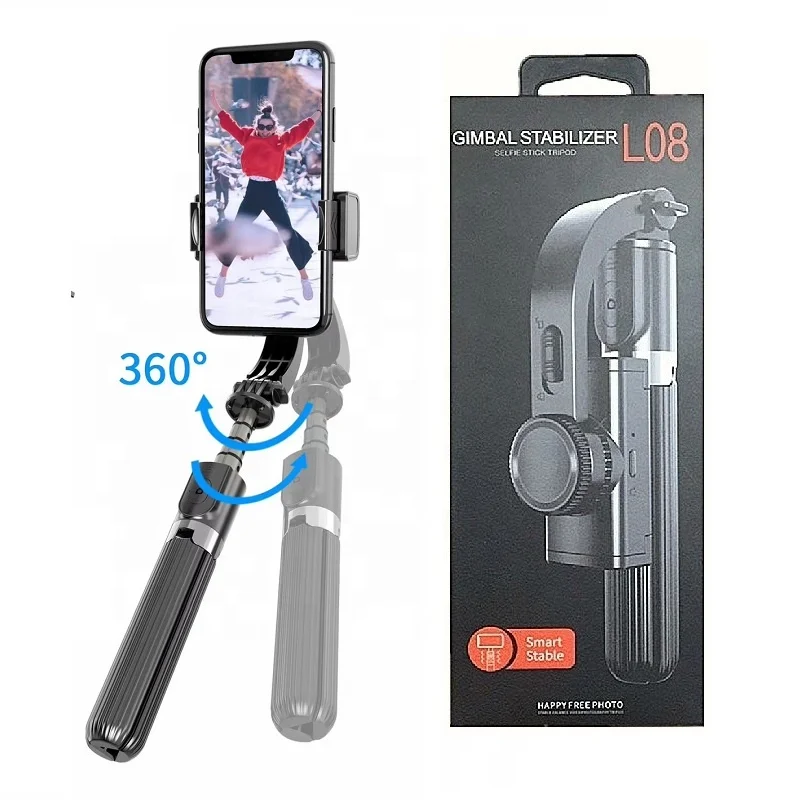 

L08 Single Axis Mobile Phone Gimbal Stabilizer Wireless Remote Monopod Selfie Stick Tripod, Black;white