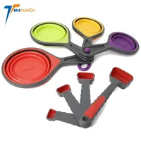 

Food Grade Portable colorful silicone Collapsible measuring Cups and Measuring Spoons Set for Liquid & Dry Measuring