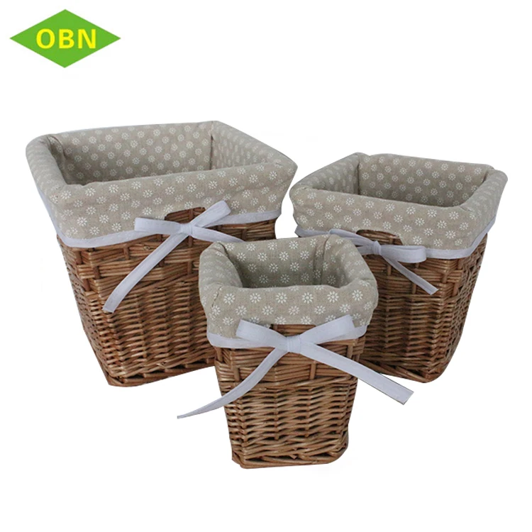 rectangular lining wicker sundries storage basket no handles