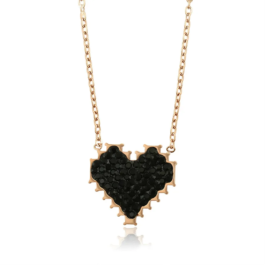 00887 Xuping Jewelry Fashion Classic Fashion Heart Set with Black Diamond Rose Gold Stainless Steel Ladies necklace
00887 Xuping Jewelry Fashion Classic Fashion Heart Set with Black Diamond Rose Gold Stainless Steel Ladies necklace
