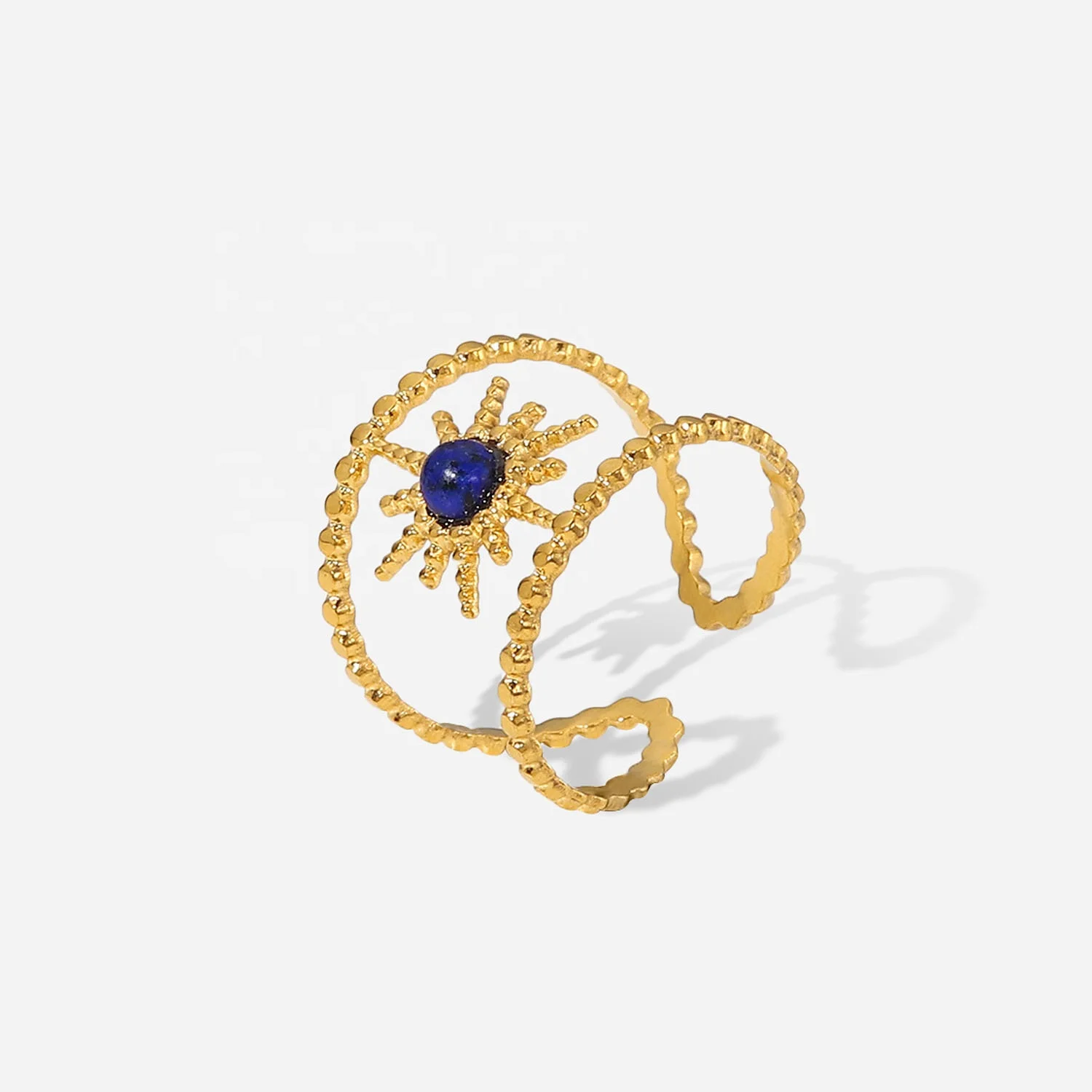 Ins 18K Gold Plated Stainless Steel Eightfold Star Natural Stone Hollow Adjustable Rings For Women
Ins 18K Gold Plated Stainless Steel Eightfold Star Natural Stone Hollow Adjustable Rings For Women