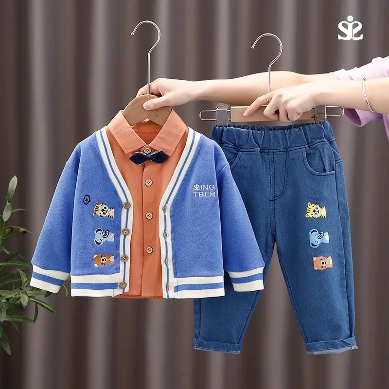 Little children's clothes boys fall cotton cardigan 3 pieces set baby suit spring and autumn style long sleeve coat
Little children's clothes boys fall cotton cardigan 3 pieces set baby suit spring and autumn style long sleeve coat