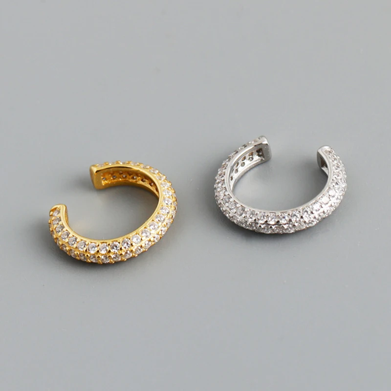 

Icebela Jewelry Women 925 sterling silver CZ Ear Clip Ear cuffs 18k Gold Plated Micro Pave Ear Cuff Earing