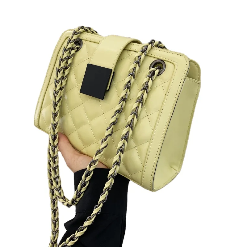 2021 New Fashion PU Leather Purses Metal Chain Diamond Lattice Pattern Women Handbag Crossbody Ladies Single Shoulder Bags, White,yellow,black
2021 New Fashion PU Leather Purses Metal Chain Diamond Lattice Pattern Women Handbag Crossbody Ladies Single Shoulder Bags, White,yellow,black