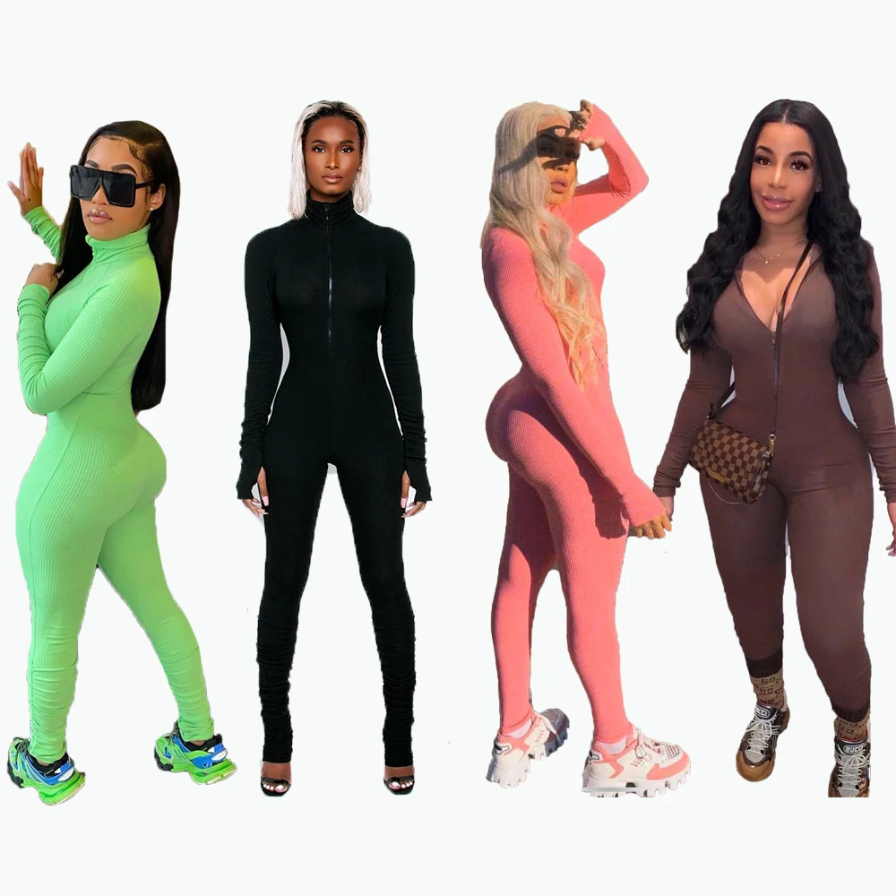 FF1001 Fall Knitting Zipper Solid Color Rompers 2021 Sexy High Collar Long Sleeves Club Wear Skinny Jumpsuit And Woman Romper
FF1001 Fall Knitting Zipper Solid Color Rompers 2021 Sexy High Collar Long Sleeves Club Wear Skinny Jumpsuit And Woman Romper