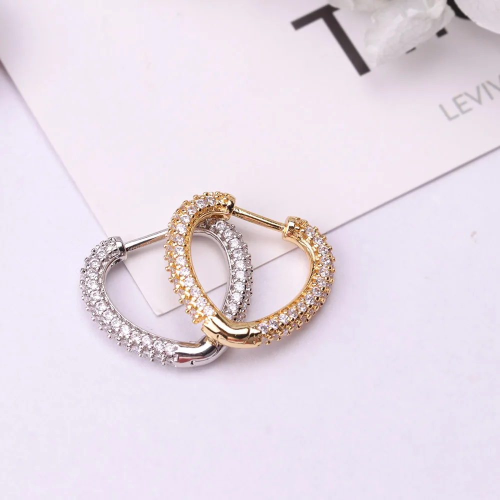 New Design 18k gold plated jewelry micro pave heart shaped Korean hoop earrings for Women 2021
New Design 18k gold plated jewelry micro pave heart shaped Korean hoop earrings for Women 2021