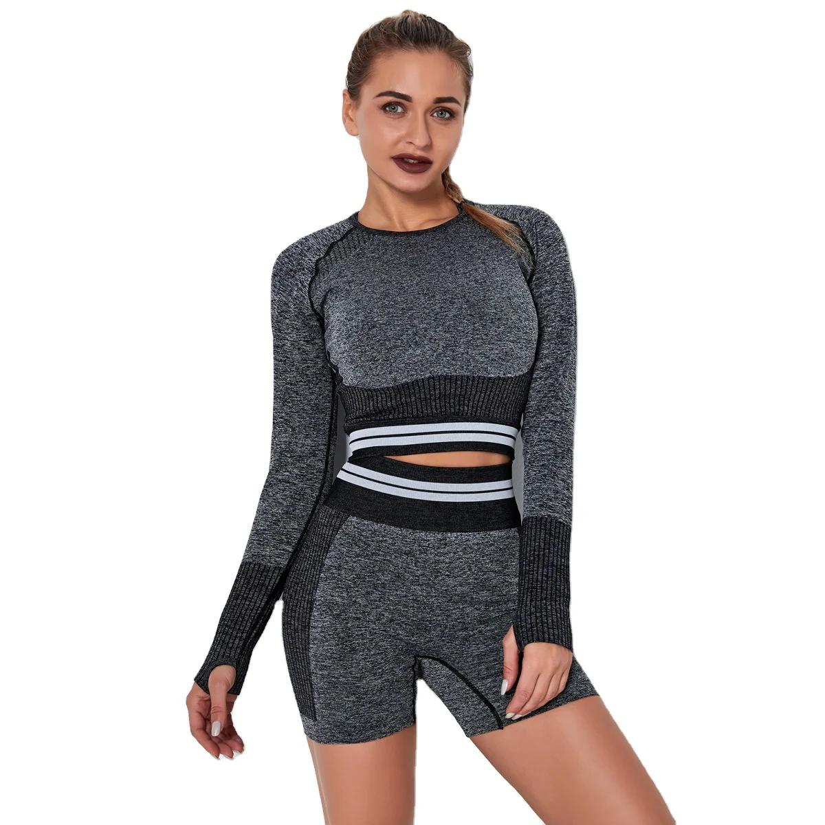 Custom Women sexy sports Long Sleeves high waist Shorts yoga sets fitness women seamless yoga wear yoga outfit set
Custom Women sexy sports Long Sleeves high waist Shorts yoga sets fitness women seamless yoga wear yoga outfit set