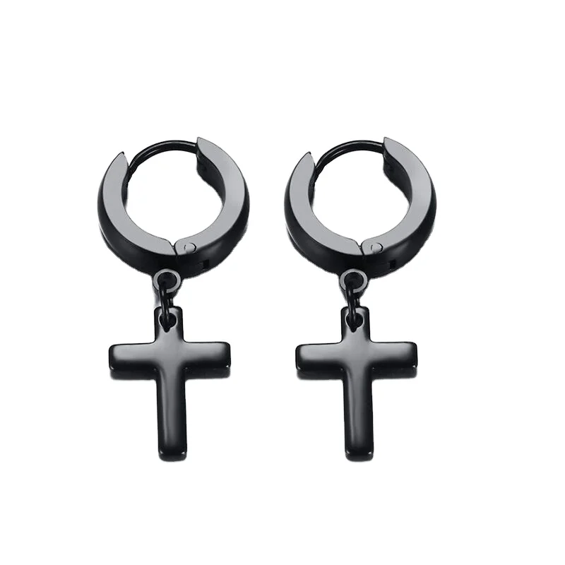 Customers Order New Product Fashionable Black Color 316L Stainless Steel Cross Shape Hoop Stud Earrings, Silver,gold,black
Customers Order New Product Fashionable Black Color 316L Stainless Steel Cross Shape Hoop Stud Earrings, Silver,gold,black