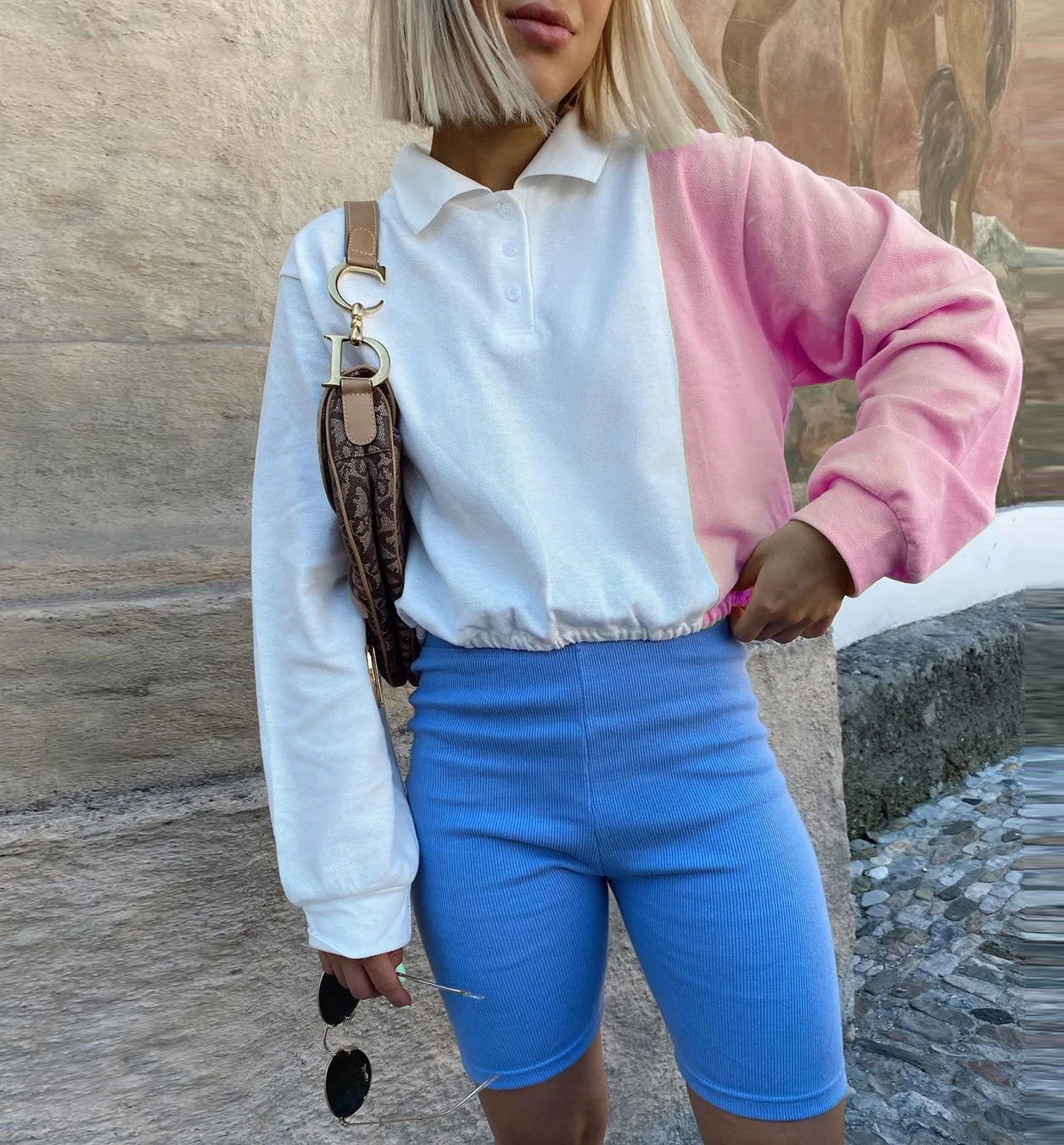 Women's New Autumn Patchwork Contrast Color Short Waist Casual Lapel Polo Shirt
Women's New Autumn Patchwork Contrast Color Short Waist Casual Lapel Polo Shirt