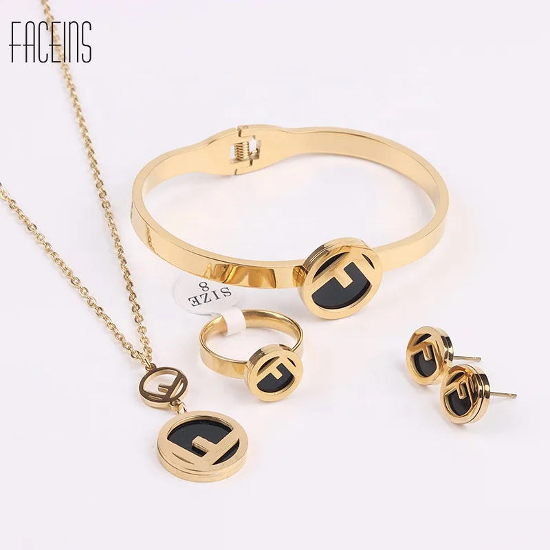 FACEINS Factory Supply Trend Letter Stainless Steel Jewelry Sets Women 18K Gold Plated Jewelry Set Daily, Picture shows
FACEINS Factory Supply Trend Letter Stainless Steel Jewelry Sets Women 18K Gold Plated Jewelry Set Daily, Picture shows