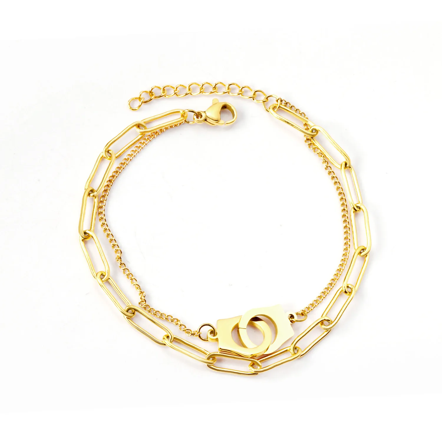Amazon fashion simple personality double-layer stitching chain handcuffs stainless steel couple anklet
Amazon fashion simple personality double-layer stitching chain handcuffs stainless steel couple anklet