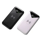 Portable 2 in 1 5W led digital display powerbank charger Qi wireless 8000mAh capacity power bank
