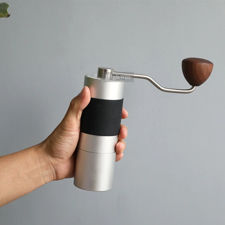 Factory Steel Burr Aluminum Alloy Body Finished Silver and Black Coffee Grinder Manual Wood Coffee Grinder
Factory Steel Burr Aluminum Alloy Body Finished Silver and Black Coffee Grinder Manual Wood Coffee Grinder