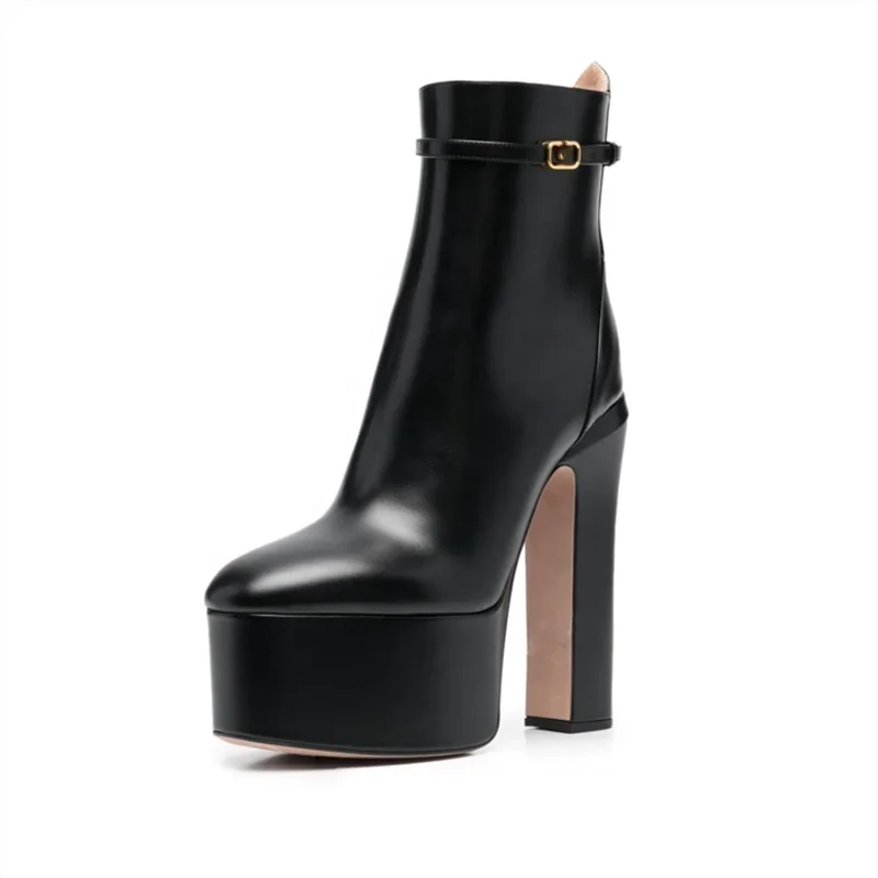 Concise Buckle Black Round Toe Booty Short Shoes for Women Warm Winter Ankle Boots Genuine Leather Platform Block High Heel Zip
Concise Buckle Black Round Toe Booty Short Shoes for Women Warm Winter Ankle Boots Genuine Leather Platform Block High Heel Zip