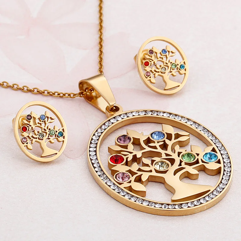 Electroplating 18K genuine gold pendant large wishing tree Necklace women's Stainless Steel Necklace
Electroplating 18K genuine gold pendant large wishing tree Necklace women's Stainless Steel Necklace